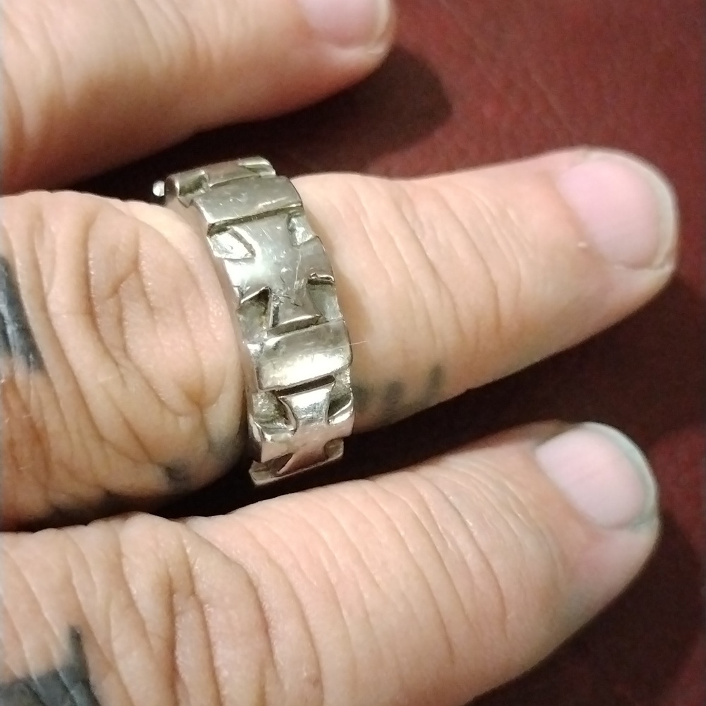 Mens stainless steel cross ring